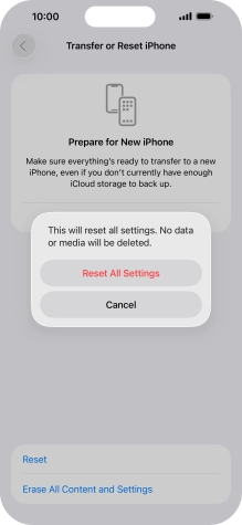 Press Reset All Settings. Press Reset All Settings.