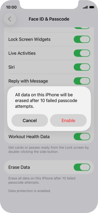 If you turn on the function, press Enable. If you turn on the function, press Enable.