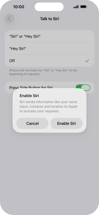 Press Enable Siri. Press Enable Siri.