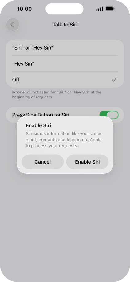 Press Enable Siri. Press Enable Siri.