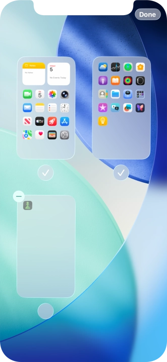 Press the delete icon next to the required home screen page. Press the delete icon next to the required home screen page.