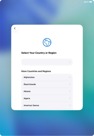 Press the required country or area. Press the required country or area.