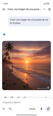 También puedes pedir a Gemini que genere una fotografía partiendo de tu descripción. También puedes pedir a Gemini que genere una fotografía partiendo de tu descripción.
