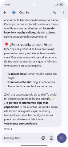 La propuesta de texto de Gemini se visualiza ahora en la pantalla. La propuesta de texto de Gemini se visualiza ahora en la pantalla.