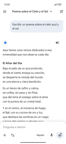 A Gemini le puedes pedir que genere un texto a partir de una descripción tuya. A Gemini le puedes pedir que genere un texto a partir de una descripción tuya.