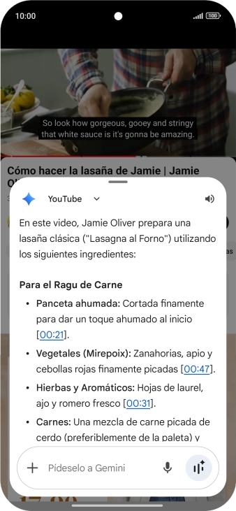 La respuesta de Gemini a tu pregunta se visualiza ahora en la pantalla. La respuesta de Gemini a tu pregunta se visualiza ahora en la pantalla.