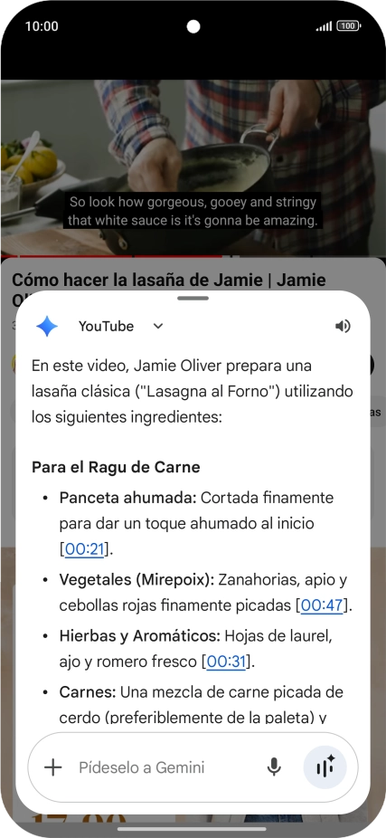 La respuesta de Gemini a tu pregunta se visualiza ahora en la pantalla. La respuesta de Gemini a tu pregunta se visualiza ahora en la pantalla.