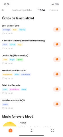 Pulsa los timbres de llamada deseados para escucharlos. Pulsa los timbres de llamada deseados para escucharlos.