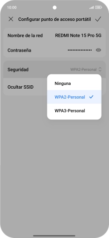 Pulsa WPA3-Personal para proteger la conexión wifi con una contraseña. Pulsa WPA3-Personal para proteger la conexión wifi con una contraseña.