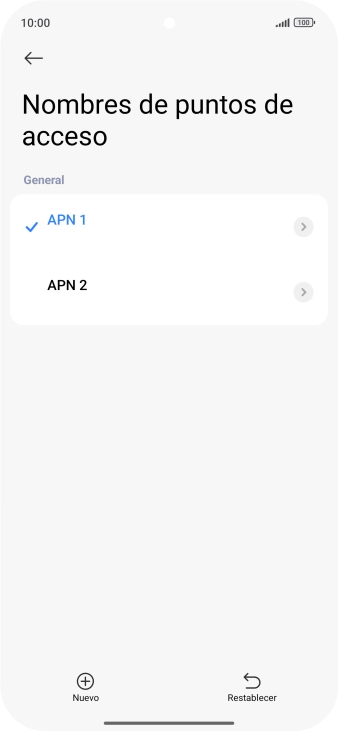 Pulsa la conexión de datos deseada para activarla. Pulsa la conexión de datos deseada para activarla.