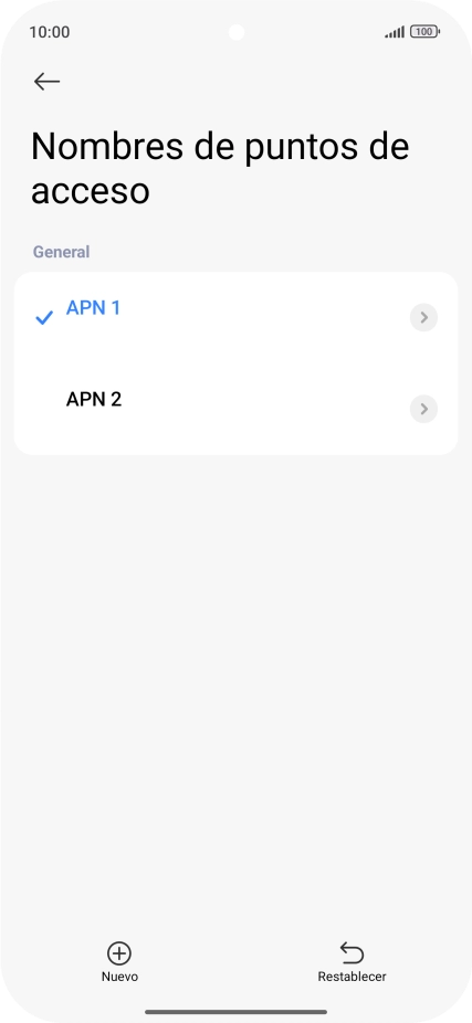 Pulsa la conexión de datos deseada para activarla. Pulsa la conexión de datos deseada para activarla.