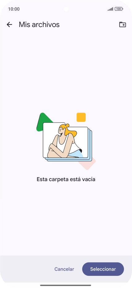 Si deseas crear una nueva carpeta, pulsa el icono de nueva carpeta y sigue las indicaciones de la pantalla para crearla. Si deseas crear una nueva carpeta, pulsa el icono de nueva carpeta y sigue las indicaciones de la pantalla para crearla.