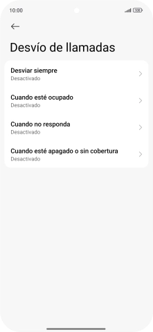 Pulsa el tipo de desvío deseado. Pulsa el tipo de desvío deseado.