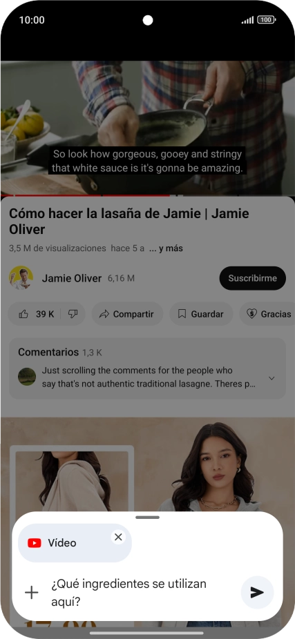 Sigue las indicaciones de la pantalla para escribir o decir en alto la pregunta que quieres hacer del vídeo. Sigue las indicaciones de la pantalla para escribir o decir en alto la pregunta que quieres hacer del vídeo.