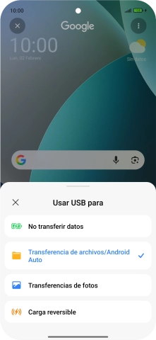 Pulsa Transferencia de archivos/Android Auto. Pulsa Transferencia de archivos/Android Auto.