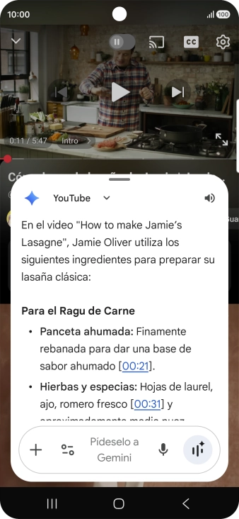 La respuesta de Gemini a tu pregunta se visualiza ahora en la pantalla. La respuesta de Gemini a tu pregunta se visualiza ahora en la pantalla.