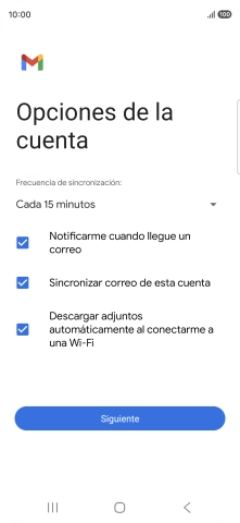 Si aparece en la pantalla esta imagen, tu cuenta de correo electrónico ha sido reconocida y configurada automáticamente. Sigue las indicaciones de la pantalla para introducir más información y terminar la configuración. Si aparece en la pantalla esta imagen, tu cuenta de correo electrónico ha sido reconocida y configurada automáticamente. Sigue las indicaciones de la pantalla para introducir más información y terminar la configuración.