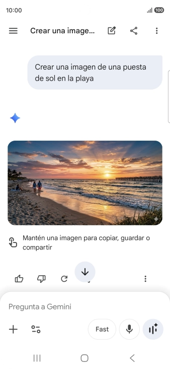 También puedes pedir a Gemini que genere una fotografía partiendo de tu descripción. También puedes pedir a Gemini que genere una fotografía partiendo de tu descripción.