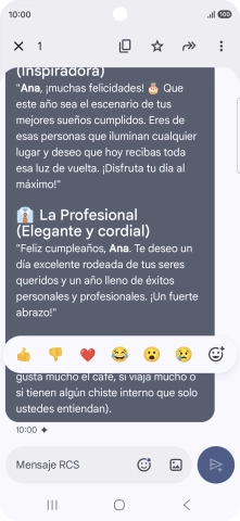 Pulsa la propuesta de texto de Gemini durante unos instantes. Sigue las indicaciones de la pantalla para utilizar el texto propuesto. Pulsa la propuesta de texto de Gemini durante unos instantes. Sigue las indicaciones de la pantalla para utilizar el texto propuesto.