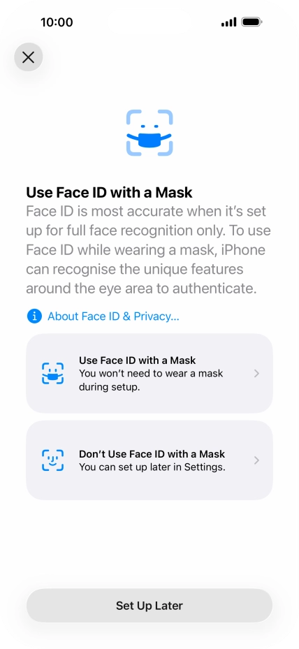 Press Set Up Later. Press Set Up Later.