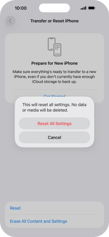 Press Reset All Settings. Press Reset All Settings.