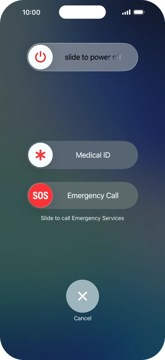 Press and drag the power off icon right. Press and drag the power off icon right.