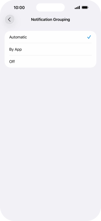 Press the required setting. Press the required setting.