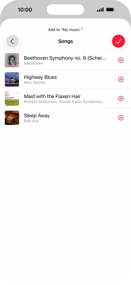 Go to the required category and press the add icon next to the required audio file. Go to the required category and press the add icon next to the required audio file.