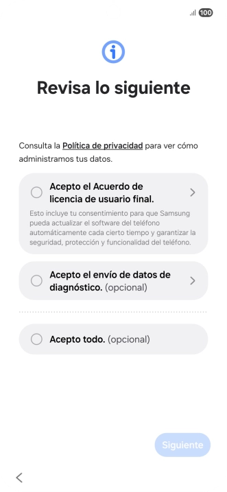 Pulsa en el campo junto a los ajustes deseados para seleccionarlos. Pulsa en el campo junto a los ajustes deseados para seleccionarlos.