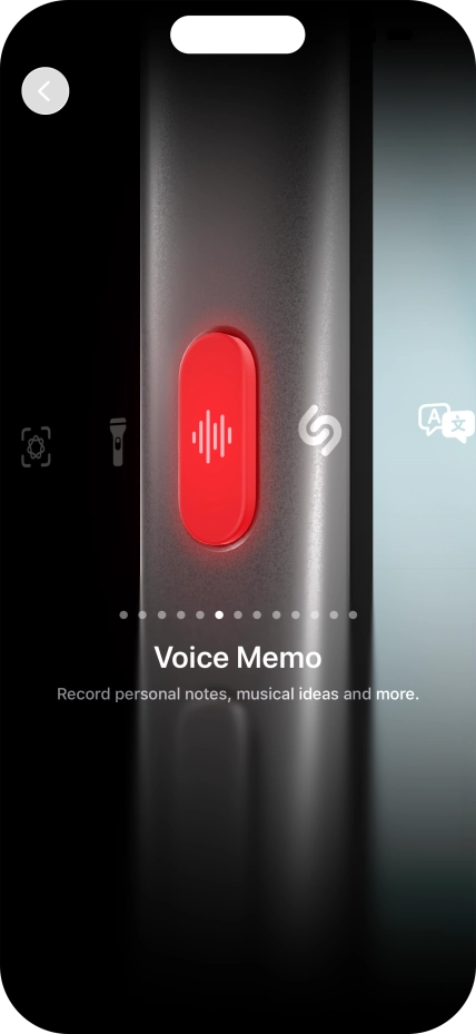 Slide your finger right or left on the screen to select the required function. Slide your finger right or left on the screen to select the required function.