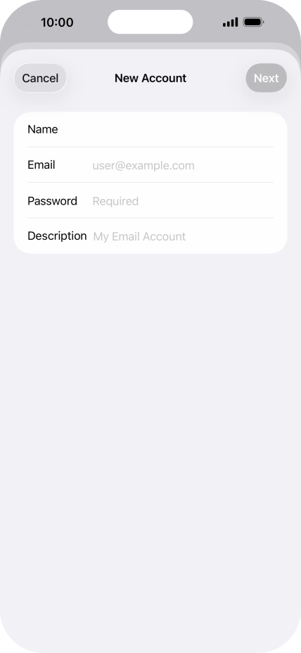 Press Password and key in the password for your email account. Press Password and key in the password for your email account.