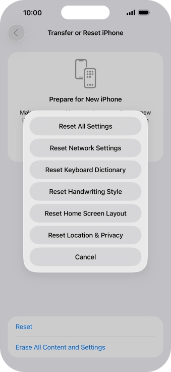 Press Reset All Settings. Press Reset All Settings.