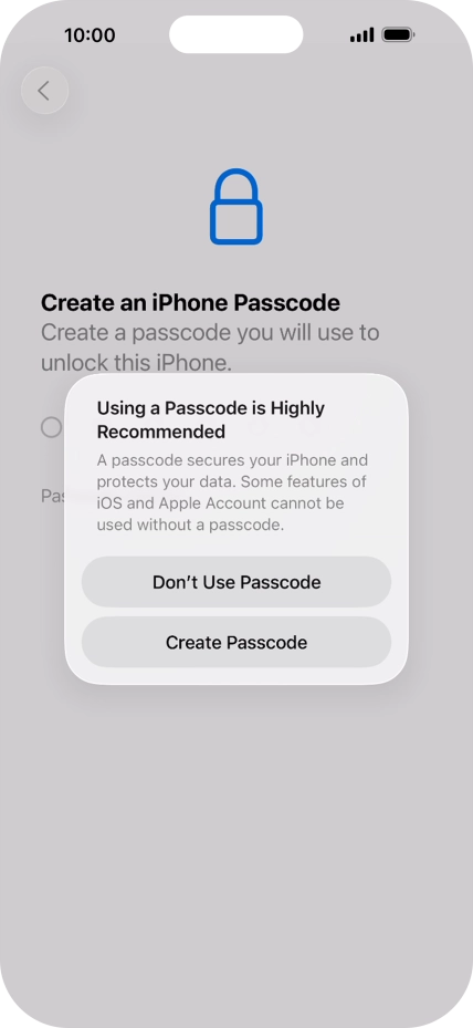 If you turn off the function, press Don't Use Passcode. If you turn off the function, press Don't Use Passcode.