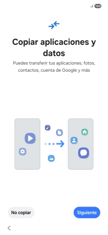 Pulsa No copiar y sigue las indicaciones de la pantalla para finalizar la activación del teléfono. Pulsa No copiar y sigue las indicaciones de la pantalla para finalizar la activación del teléfono.