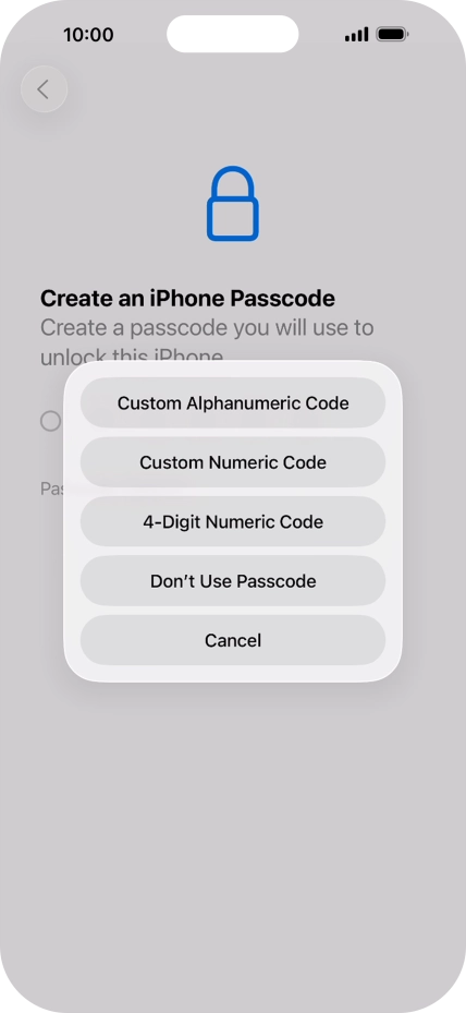 Follow the instructions on the screen to turn on use of phone lock code or press Don't Use Passcode. Follow the instructions on the screen to turn on use of phone lock code or press Don't Use Passcode.