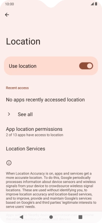 Press App location permissions. Press App location permissions.