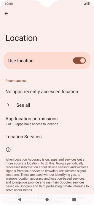Press App location permissions. Press App location permissions.