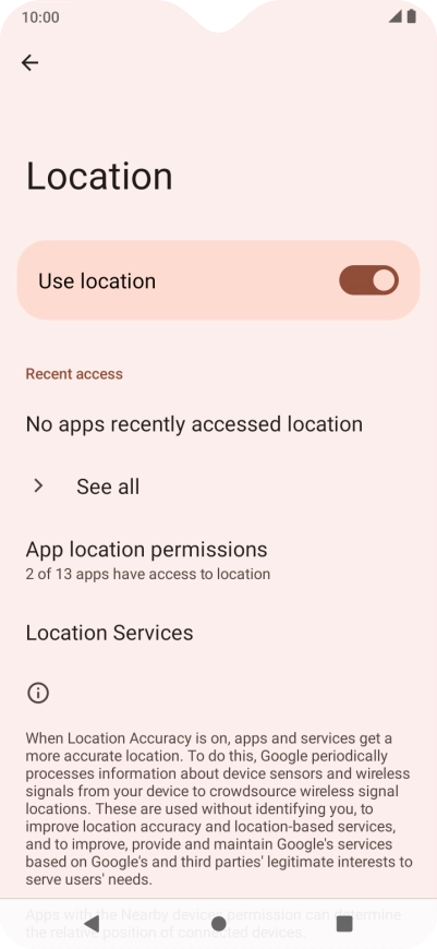 Press App location permissions. Press App location permissions.