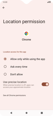 Press the required setting. Press the required setting.