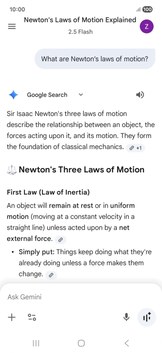 Transcription of the conversation with Gemini Live is now displayed. Transcription of the conversation with Gemini Live is now displayed.