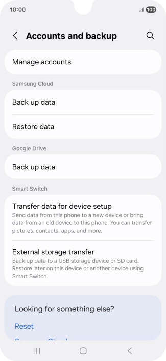 Press Manage accounts. Press Manage accounts.