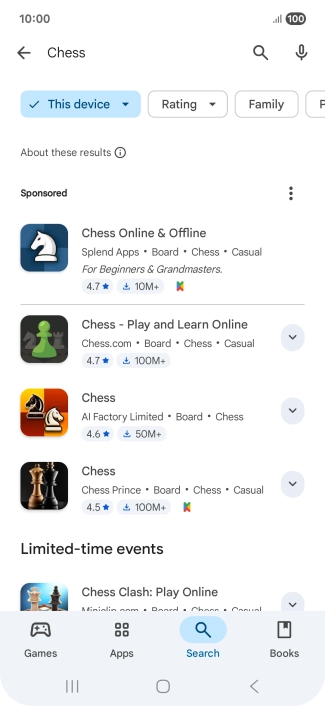 Press the required app. Press the required app.
