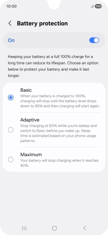 Press the required setting. Press the required setting.