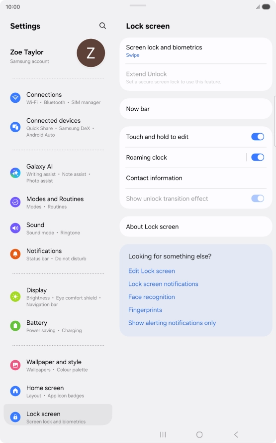 Press Screen lock and biometrics. Press Screen lock and biometrics.