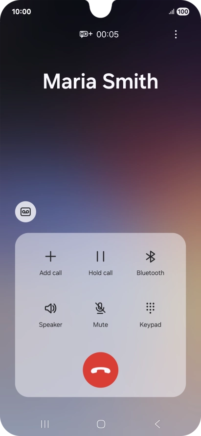 Press the end call icon. Press the end call icon.
