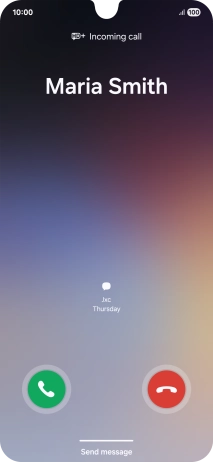 Press and drag the accept call icon right. Press and drag the accept call icon right.