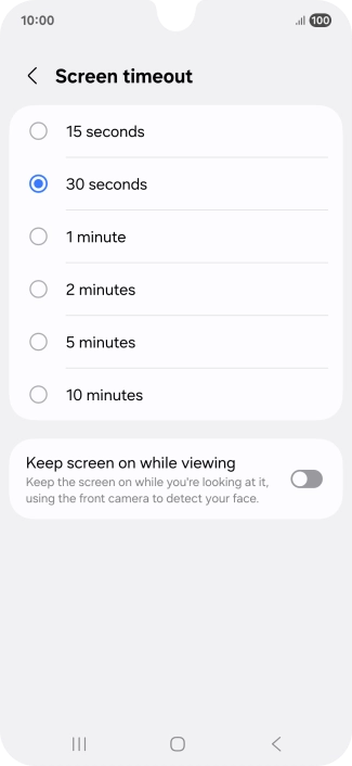 Press the required setting. Press the required setting.