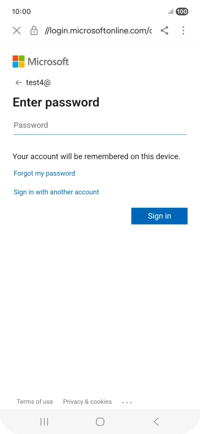 Press Password and key in the password for your email account. Press Password and key in the password for your email account.