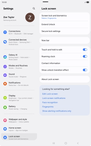 Press Screen lock and biometrics and key in the current lock code. Press Screen lock and biometrics and key in the current lock code.