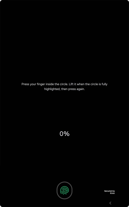 Follow the instructions on the screen to create the lock code using your fingerprint. Follow the instructions on the screen to create the lock code using your fingerprint.